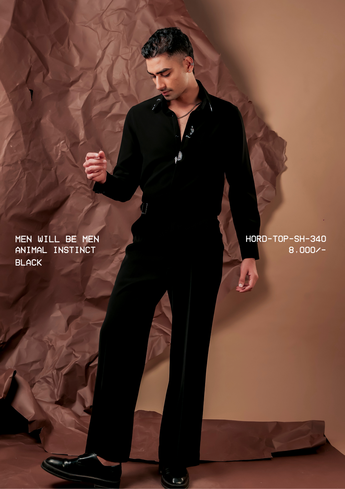 HORD Animal Instinct Black shirt, SKU HORD-TOP-SH-340, price 8,000 rupees