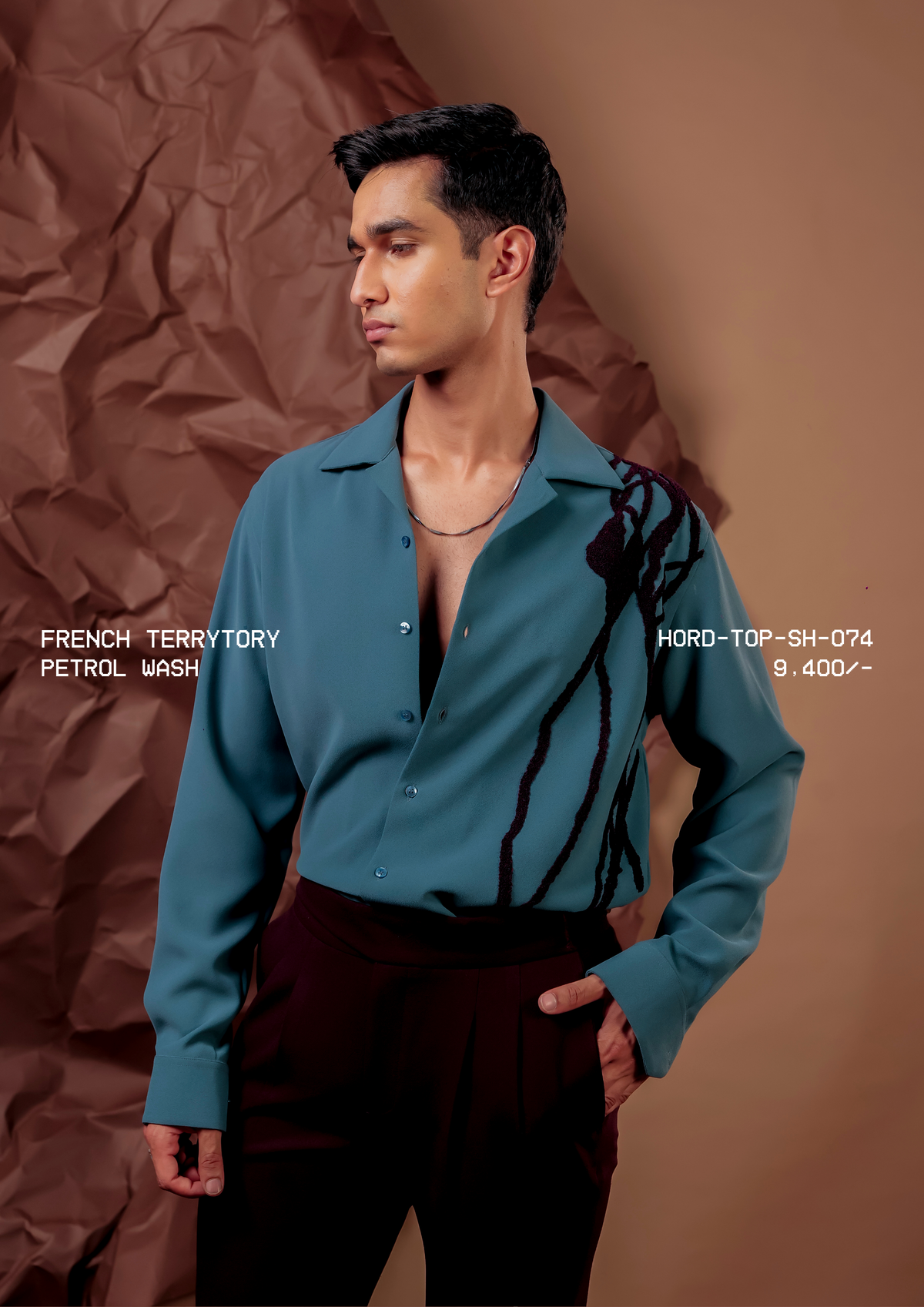 HORD Petrol Wash shirt, SKU HORD-TOP-SH-074, price 9,400 rupees