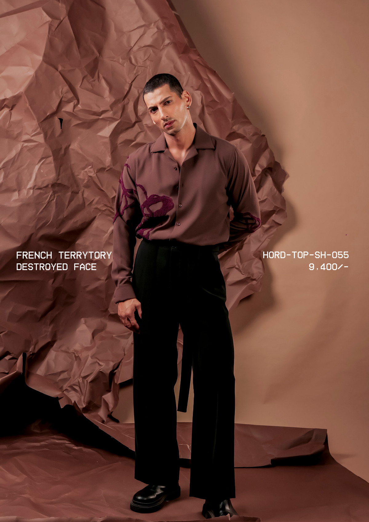 HORD Destroyed Face shirt, SKU HORD-TOP-SH-055, price 9,400 rupees