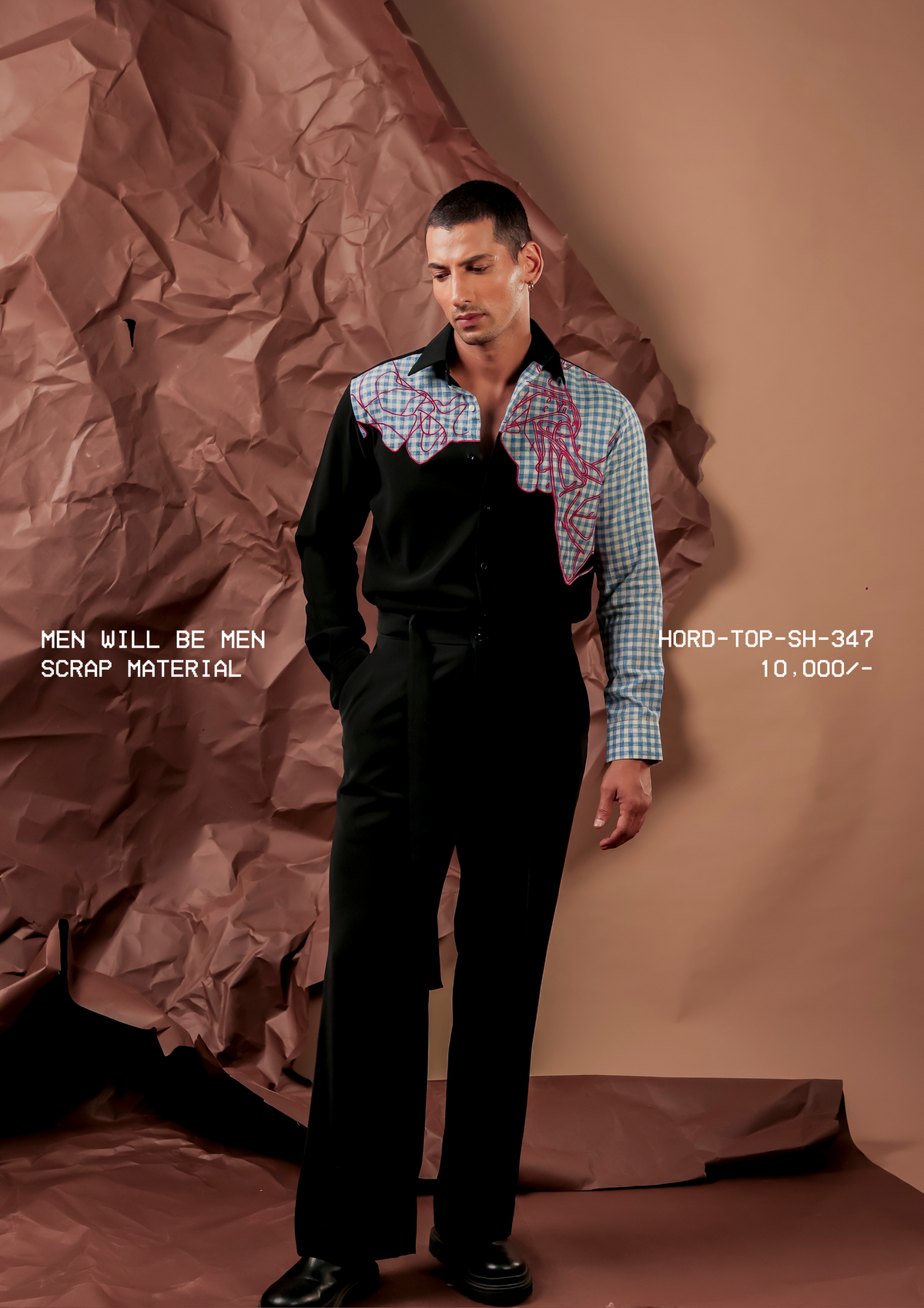 HORD Scrap Material shirt, SKU HORD-TOP-SH-347, price 10,000 rupees